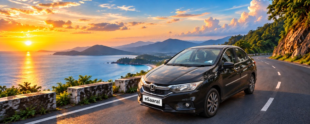 eSaaral chauffeur car at sunset
